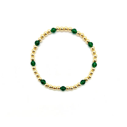 4MM GOLD FILLED BRACELET WITH GREEN ONYX