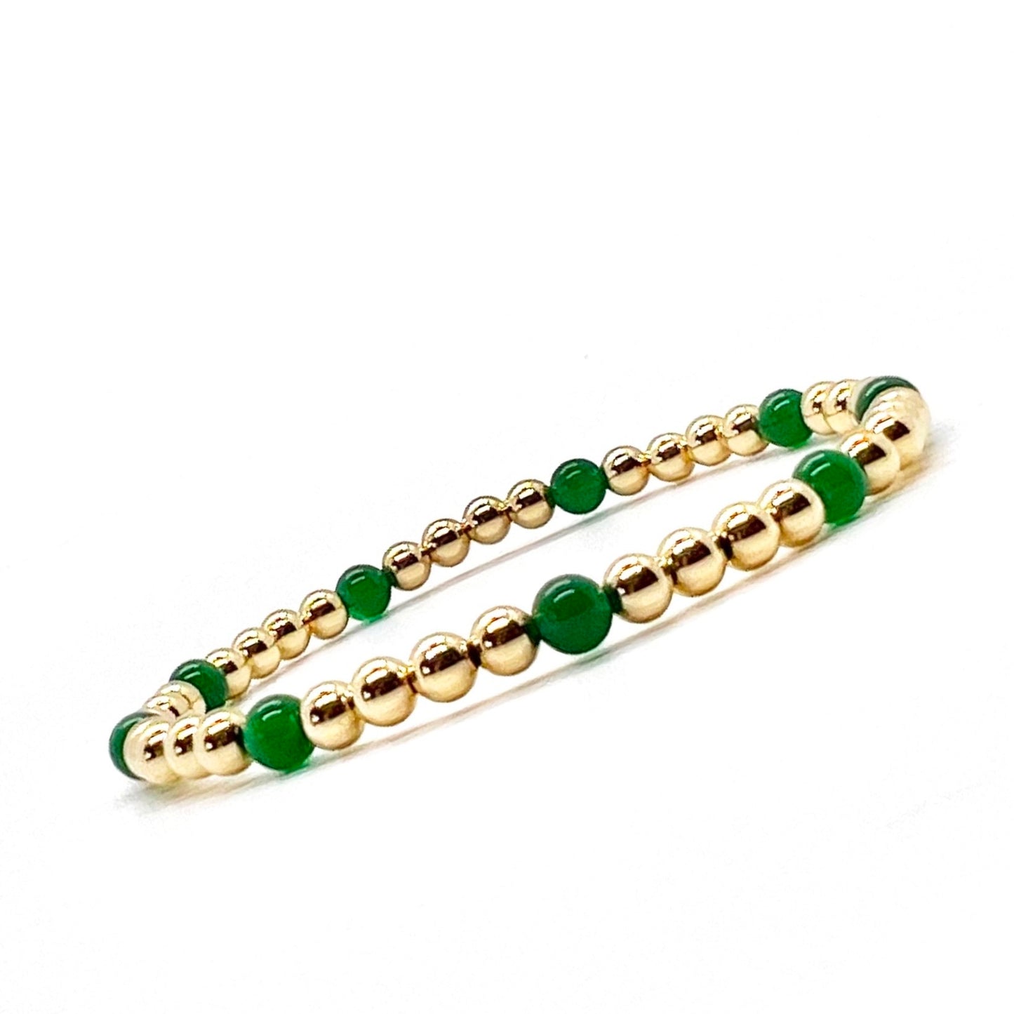 4MM GOLD FILLED BRACELET WITH GREEN ONYX